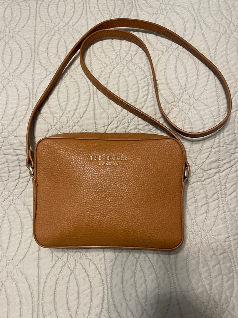 Ted Baker London Cognac Pebbled Leather Crossbody Bag